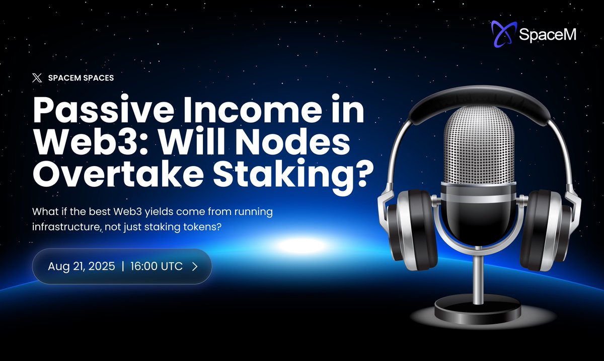 Passive Income in Web3: Will Nodes Overtake Staking? | SpaceM Spaces 🎙️

What if the best Web3 yields come from running infrastructure, not just staking tokens?

Guests:
<a href="/PactusChain/">Pactus Blockchain</a>
<a href="/AISUEDE/">SUEDE AI</a>
<a href="/DataVLTAI/">DataVLT</a> 
@bazaarsbzr
@artgisfinance
@pai3ai
<a href="/blubird_app/">Blubird</a>

(1/2)