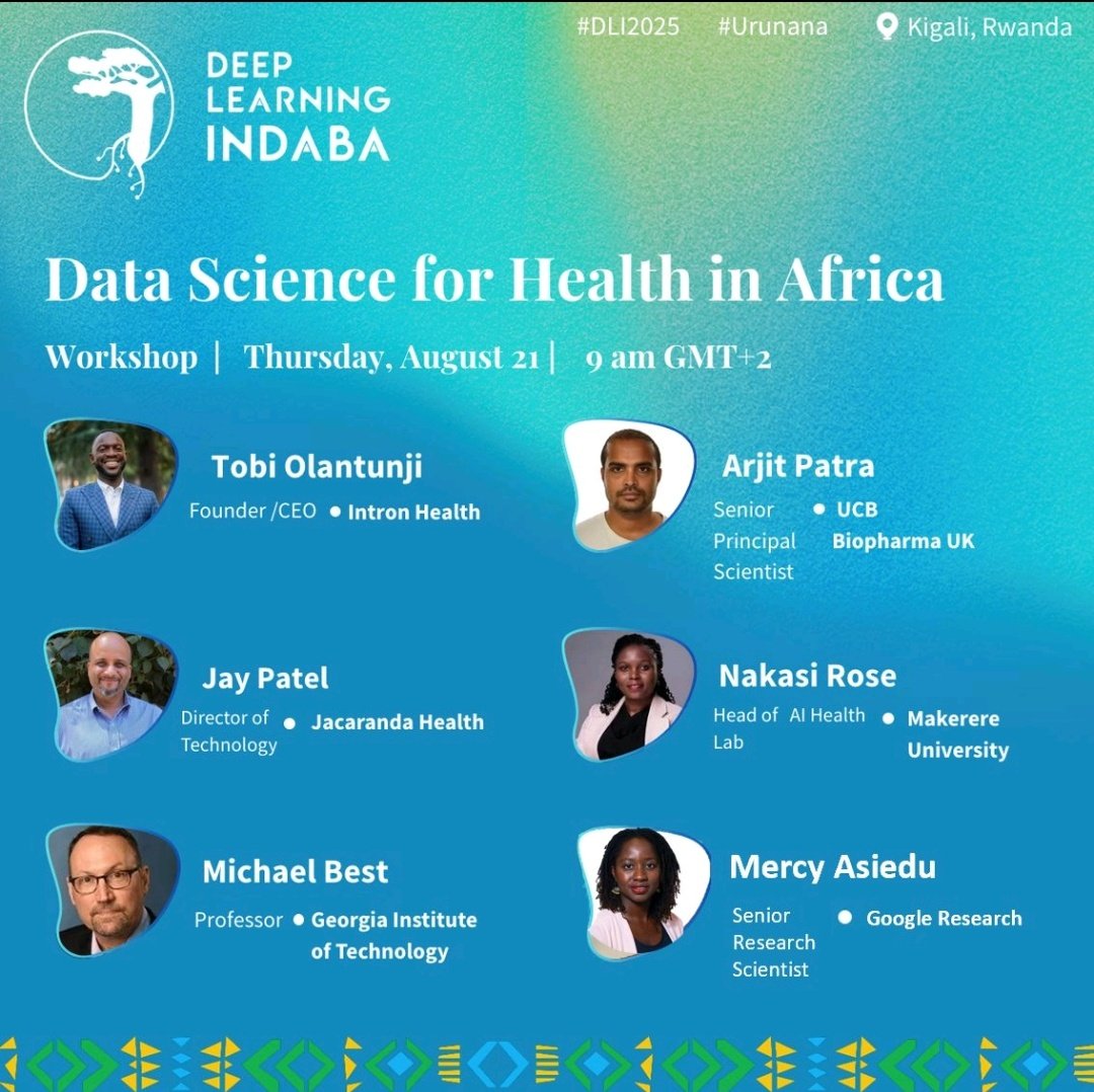 Makerere AI Health Lab (@ai_healthlabmak) on Twitter photo Our Lab Lead, Dr. <a href="/RoseNakasikiire/">Rose Nakasi Kiire</a> will be speaking at this year’s <a href="/DeepIndaba/">Deep Learning Indaba</a> Kigali, Rwanda 🇷🇼
Her contributions include:
🔹Data Science for Health in Africa Workshop – featuring a panel and roundtable on the State of AI for Healthcare Research in Africa and new opportunities Our Lab Lead, Dr. <a href="/RoseNakasikiire/">Rose Nakasi Kiire</a> will be speaking at this year’s <a href="/DeepIndaba/">Deep Learning Indaba</a> Kigali, Rwanda 🇷🇼
Her contributions include:
🔹Data Science for Health in Africa Workshop – featuring a panel and roundtable on the State of AI for Healthcare Research in Africa and new opportunities