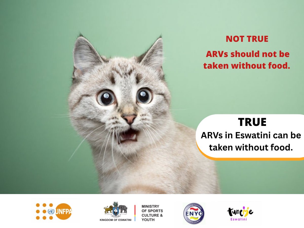 Misinformation can lead to inconsistent adherence in HIV treatment. People living with HIV should understand that:

ARVs in Eswatini can be taken without food