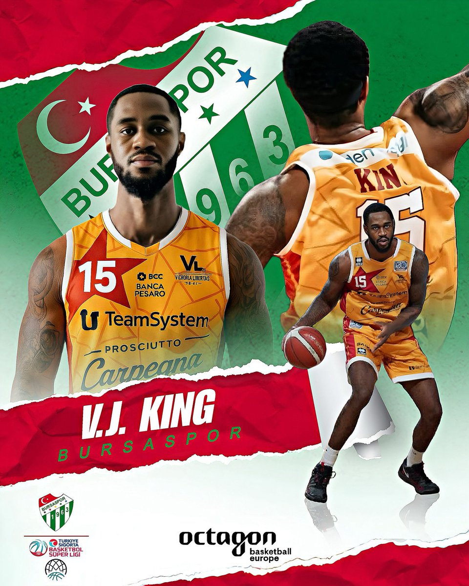 ThemisOCT's tweet image. After a year in Italy, VJ King is moving to Turkey, as the American forward inks a contract with Bursaspor and will feature in the BCL qualifiers effort of his new team along with the Turkish BSL season 🤝🔥🍀

#octagonfamily