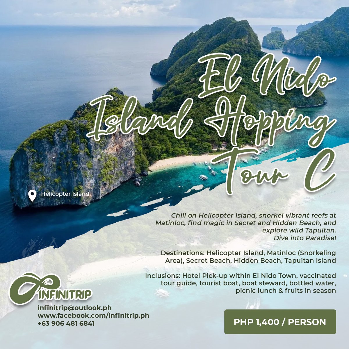 infinitripPH's tweet photo. EXPLORE EL NIDO 🏝️
Choose your island adventure:
🚤 Tour A – Lagoons &amp; Beaches
🌴 Tour B – Caves &amp; Coves
🌅 Tour C – Hidden Gems
🐠 Tour D – Serene Escapes
📧 infinitrip@outlook.ph
📱 +63 906 481 6841
#ElNido #Palawan #Infinitrip #TravelPhilippines https://t.co/TMSdwiRcEJ