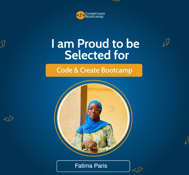 bintsulaymanP's tweet image. Alhamdulilah! I've been selected for The code and Create Bootcamp🎉
Thank you @codecreatehq
For this great opportunity
#TechForGood #digitalskills #codeandcreatebootcamp