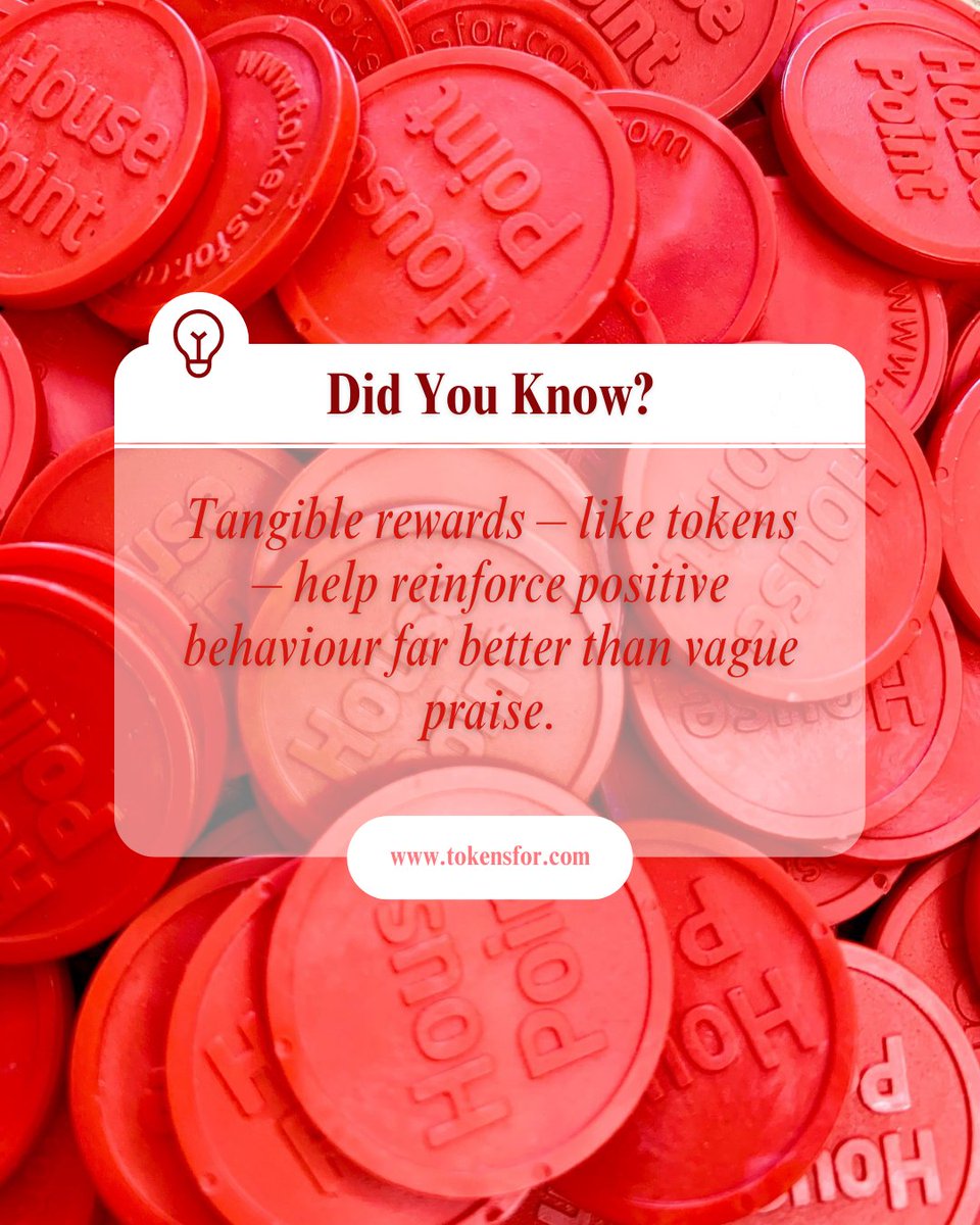 Tokens_For's tweet image. 🧠 Did You Know?
Tangible rewards – like tokens – help reinforce positive behaviour far better than vague praise.

Why? Because pupils can see and track their progress 🎯

#ClassroomFacts #PositiveBehaviour #BackToSchool2025 #ClassroomManagement