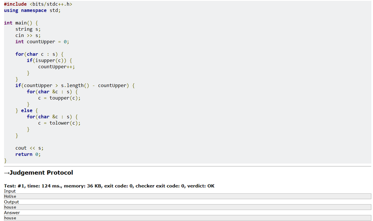 YashTripat11497's tweet photo. ✅ Day 25 Complete!
Solved CodeForces #59A – for #TeachersDayChallenge.
#DrGViswanathan #Day25 #CodingChallenge #43DaysOfCode #LeetCode #CodeForces https://t.co/dzu0TR2hEm