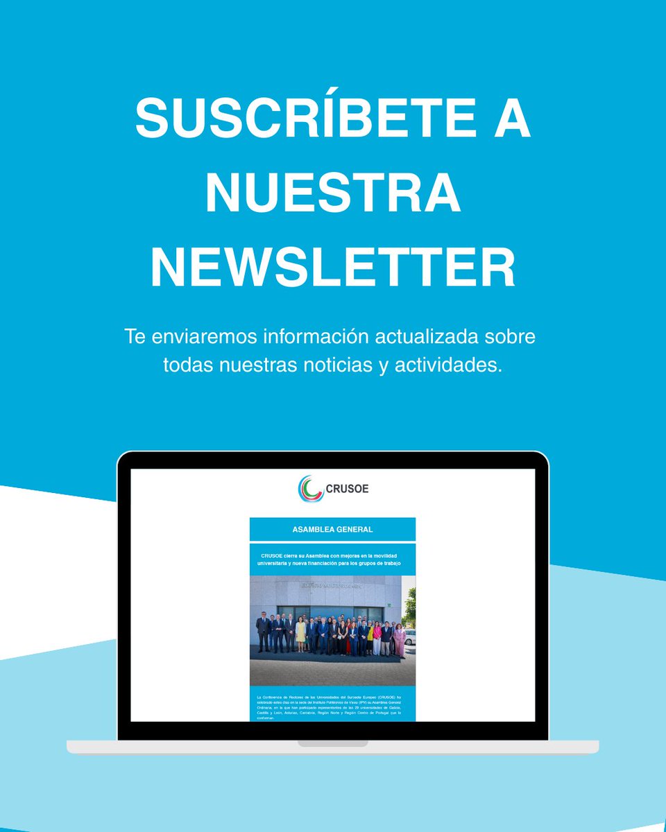 ¿Quieres estar al tanto de todas las noticias y actividades de la red CRUSOE? 

Suscríbete a nuestra #newsletter y obtendrás información periódica y actualizada 📩. 

🔗 Entra en redcrusoe.com

#CRUSOE #noticias #ciencia #investigación #innovación