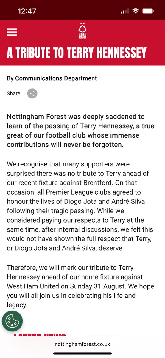 What I said all along, do it WHU game at home. Invite family and make it more personal. Pity some of the mindless idiots who can’t keep their gobs shut for 60 seconds think before they speak and show some respect. Well done Forest #NFFC