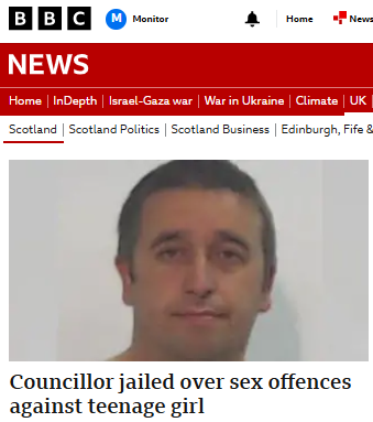 BBC Scotland, in keeping with its usual practice of protecting Labour, has omitted the party name from the headline. There's also no mention of the fact Anas Sarwar personally endorsed this man in a video the Scottish Labour leader posted on social media.