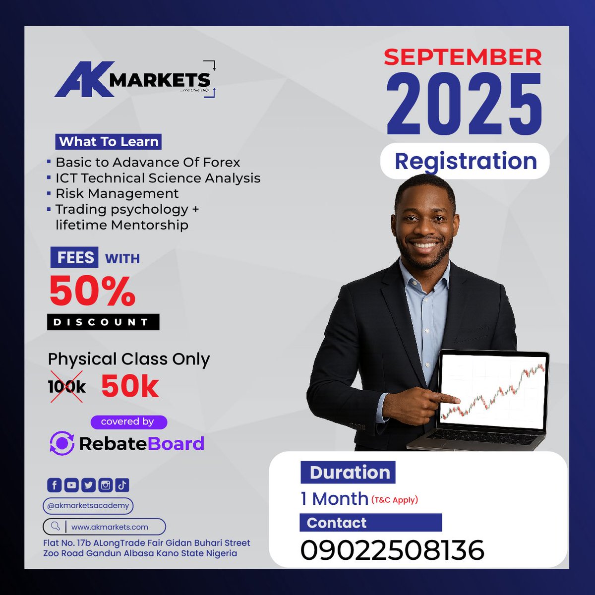 dralgotradin's tweet photo. Registration to join our September physical mentorship is now open 👇👇

50% fee covered by @rebateboard https://t.co/4txv2M2fAb