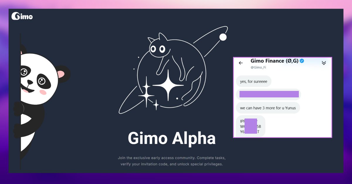 3 x GIMO Early Access CODES are waiting for you! 🐈‍⬛

GIMO, the first LST project in the <a href="/0G_labs/">0G Labs (Ø,G) - AI L1</a> ecosystem, is opening its doors to the platform's special features.

💜 Those who receive this code:

Will be able to claim the OG role for the future TOKEN AIRDROP.
While continuing