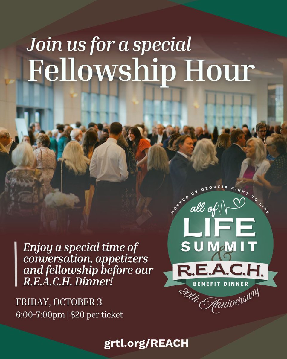 Don't miss this exclusive opportunity to connect before the R.E.A.C.H. Benefit Dinner.

Join us for the Pre-Dinner Fellowship Hour—a meaningful time of conversation, live music, and hors d’oeuvres from 6:00–7:00pm.

This special hour is designed to enrich your R.E.A.C.H.