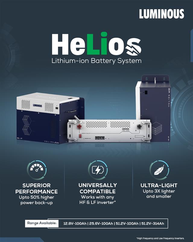 myluminous's tweet image. Power your home with Helios: the Lithium-ion Battery System. 🔋

Delivering longer-lasting backup for all your devices, Helios ensures superior performance every time.

Compact. Reliable. Future-ready. That’s Helios.

#Luminous #Helios #LithiumIon #BackupPower #SmartEnergy