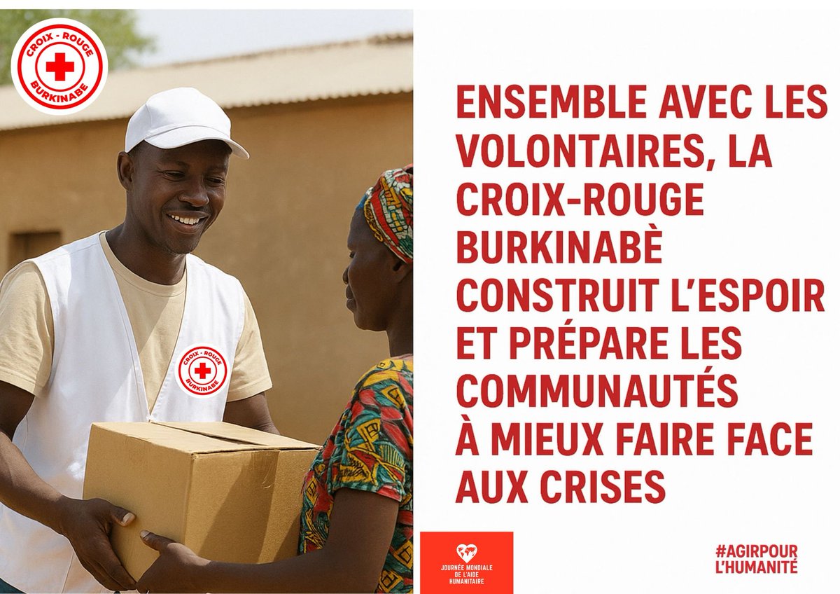 Derrière chaque action humanitaire, il y a un volontaire prêt à tendre la main. 🤝 
Avec eux, les communautés font face aux crises avec courage.
#AgirPourLHumanité #JMAH2025 #CroixRougeBurkinabè