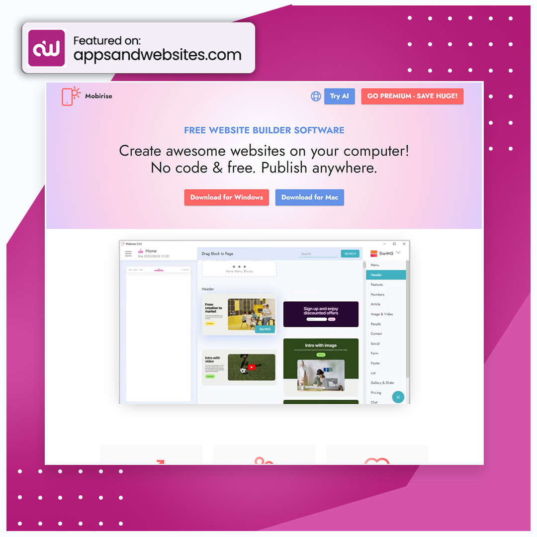 AppsandWebsites's tweet image. 🌐 Build smarter with AI! This intuitive website builder offers personalised templates and sleek design options, helping you create a stunning website in minutes, all without coding!
#AIWebsiteBuilder #Mobirise
#NoCodingNeeded 💻
More awesome AI Tools at:appsandwebsites.com/directory/ai-t…