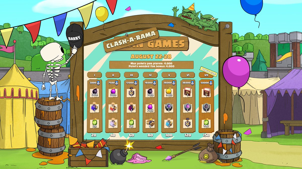 Voici les jheux de clans du mois d'août sur #ClashofClans