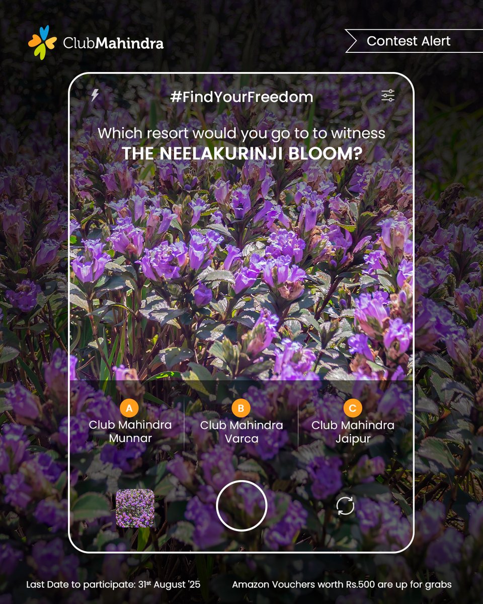 Club Mahindra (@clubmahindra) on Twitter photo #ContestAlert 3 of 15
Participate in all #FindYourFreedom Contest
STEPS
1) Comment below with your answer using #FindYourFreedom and #ClubMahindra. Don’t forget to tag <a href="/clubmahindra/">Club Mahindra</a> and four of your friends – it’s mandatory!
2) Participate in all 15 contest posts. #ContestAlert 3 of 15
Participate in all #FindYourFreedom Contest
STEPS
1) Comment below with your answer using #FindYourFreedom and #ClubMahindra. Don’t forget to tag <a href="/clubmahindra/">Club Mahindra</a> and four of your friends – it’s mandatory!
2) Participate in all 15 contest posts.