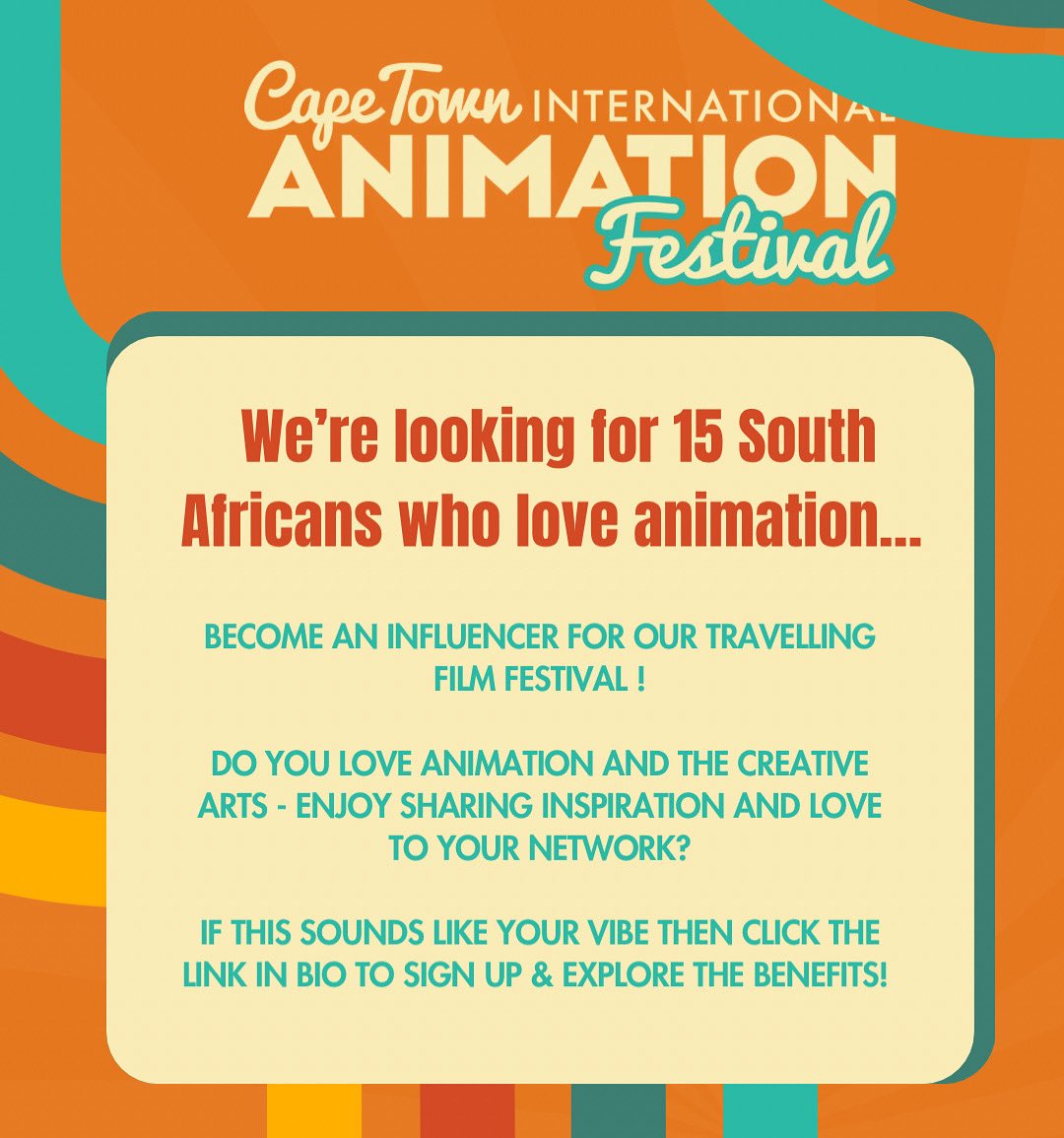 CTanimationfest's tweet photo. Are you an enthusiastic animation fan? We’re looking for YOU to be one of our community influencers that will help us promote our CTIAF travelling showcase!  

CLICK THE LINK to apply &amp; see the benefits 👇🏽 
https://t.co/FhHCdHDgFA https://t.co/BAGDPMfQYI