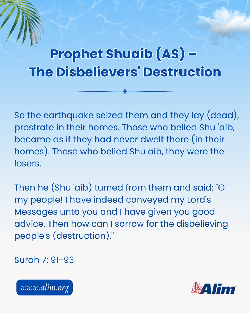 alim_inc's tweet image. Prophet Shuaib (AS) – The Disbelievers' Destruction
Even the most powerful communities fall when they reject truth. This story is a timeless reminder to heed the guidance of Allah and His Messengers.
alim.org/history/prophe…
Download: alim.org/mobile-app
#ProphetStories