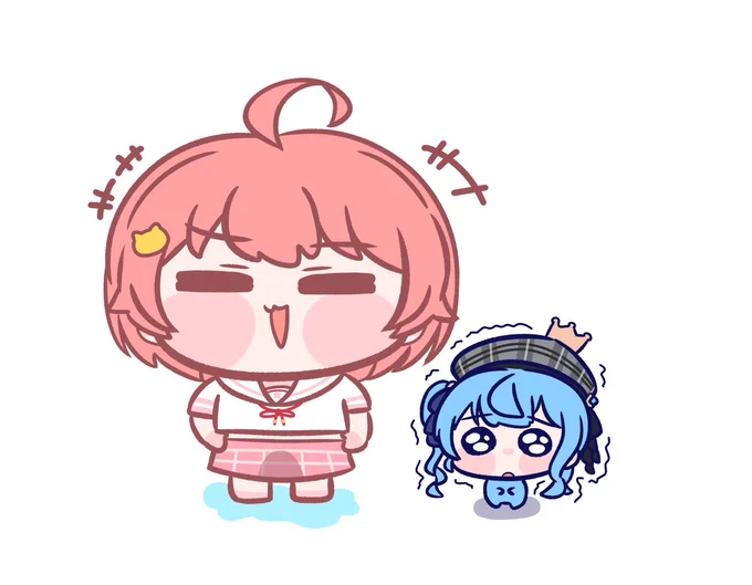 「すいちゃん、みこちゃんに任せなって」 #miko_Art #ほしまちぎゃらりー