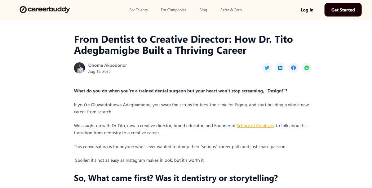 TEEETO_A's tweet photo. Got featured on CareerBuddy!
I shared some things I haven’t mentioned anywhere before. 😄

Here's the interview here;
https://t.co/ZjEu7rU48M https://t.co/YbdX8F1GpU
