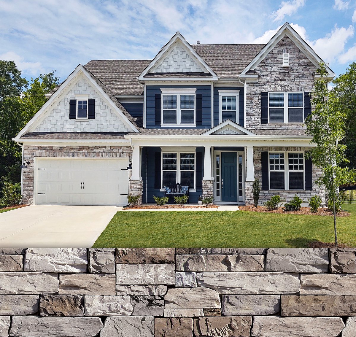 This stunning home features Coronado Stone Products Old World Ledge / Birch Grove! Visit our website to view more finished stone projects and to gather ideas for your next home renovation. coronado.com #style #curbappeal #design