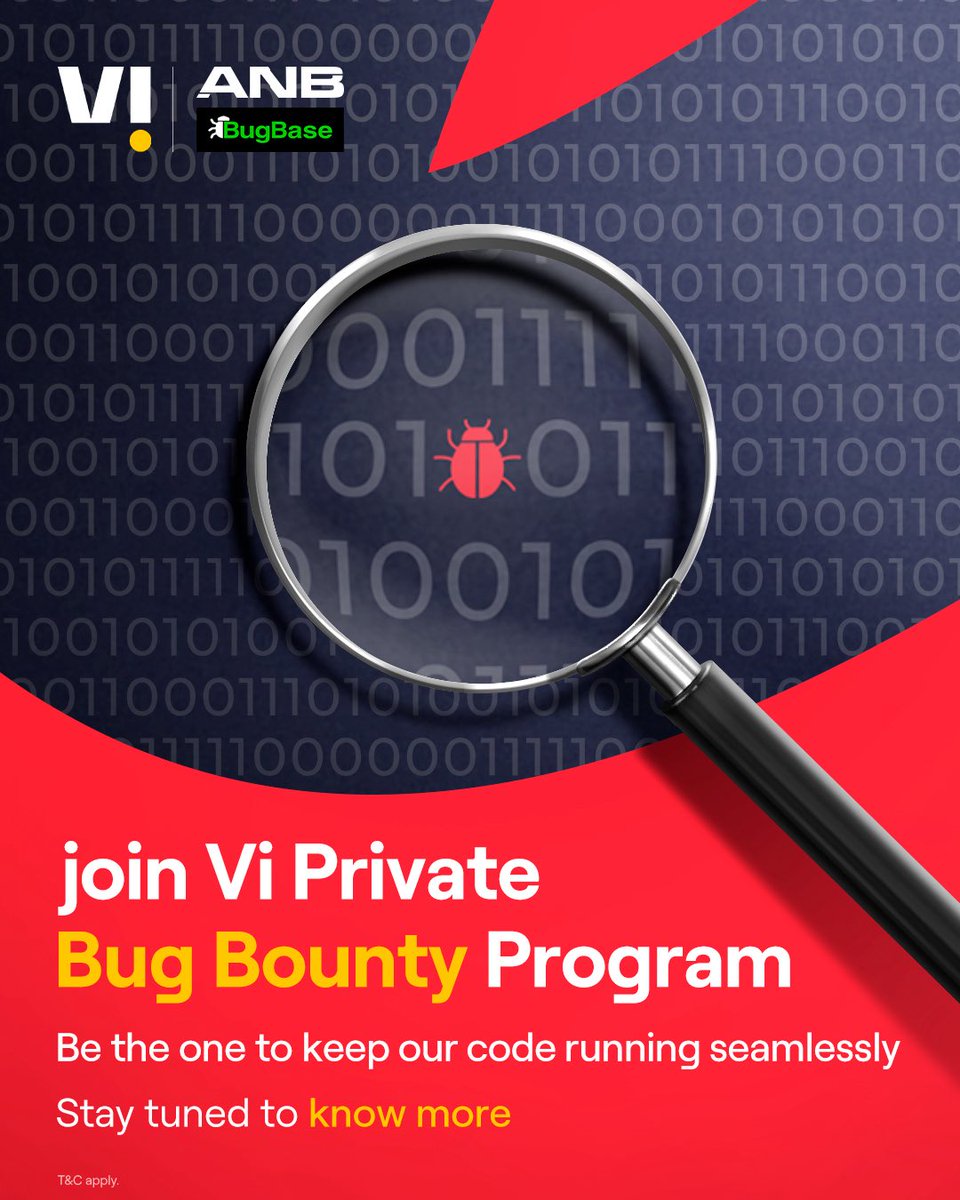 Dont miss your chance to be part of the Vi Private Bug Bounty Program. If you have the skills to spot bugs, we have the rewards. Keep watching this space for more information Dont miss your chance to be part of the Vi Private Bug Bounty Program