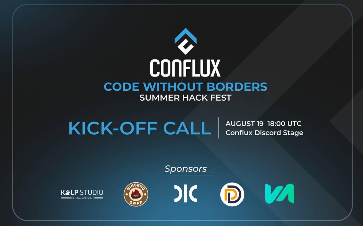 Conflux en Español (@conflux_espanol) on Twitter photo La calle de Inicio de Code Without Borders-SummerHackfest 2025 es hoy
🗓️19 de agosto
⌛️18:00 UTC | 2:00 PM ET
📍Conflux Discord
Gracias a <a href="/dForcenet/">dForce</a>, <a href="/mesonfi/">Meson Finance</a>, <a href="/GinsengSwap/">Ginseng Swap</a>, <a href="/shui_finance/">SHUI丨Ver. 2.0 LIVE!</a>, <a href="/Kalp_Studio/">Kalp Studio</a>
Conoce a la comunidad, entérate de los detalles discord.com/channels/70795… La calle de Inicio de Code Without Borders-SummerHackfest 2025 es hoy
🗓️19 de agosto
⌛️18:00 UTC | 2:00 PM ET
📍Conflux Discord
Gracias a <a href="/dForcenet/">dForce</a>, <a href="/mesonfi/">Meson Finance</a>, <a href="/GinsengSwap/">Ginseng Swap</a>, <a href="/shui_finance/">SHUI丨Ver. 2.0 LIVE!</a>, <a href="/Kalp_Studio/">Kalp Studio</a>
Conoce a la comunidad, entérate de los detalles discord.com/channels/70795…