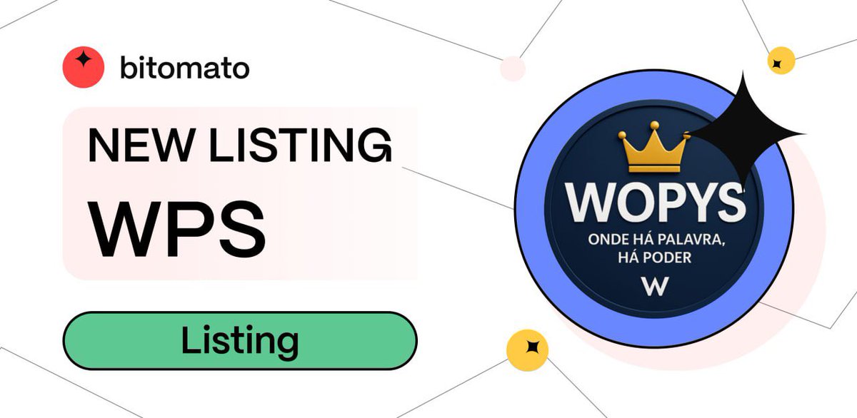 🚀 WopysCoin ($WPS) is listed on Bitomato! ✍️📚
👉 Register now: bitomato.com/?referral=4454…
👉 Trade WPS: bitomato.com/trade/WPS_USDT/

WopysCoin isn’t just a token—it’s a literary revolution on the blockchain. Created by independent authors, $WPS empowers a global community of writers,