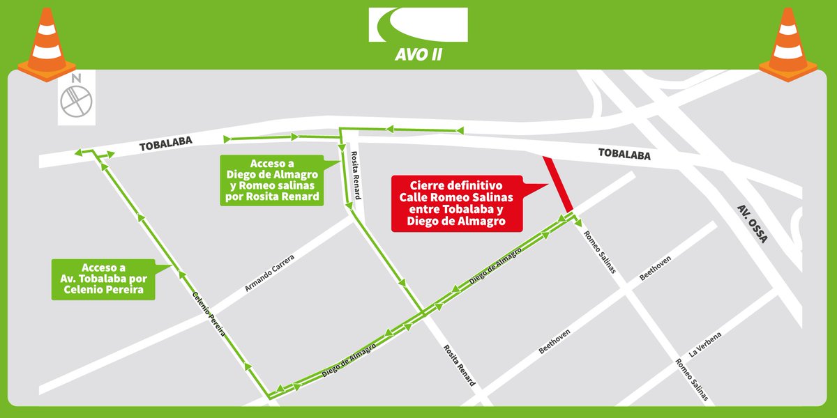 Autopista Vespucio Oriente ll (@avo2_) on Twitter photo Recuerde. Continúa cierre definitivo de calle Romeo Salinas en #Ñuñoa. Se recomienda alternativa de acceso hacia Diego de Almagro y continuidad de Romeo Salinas por calle Rosita Renard y acceso hacia AvTobalaba por Celerino Pereira <a href="/TTISantiago/">TransporteInforma Región Metropolitana De Santiago</a> <a href="/radiocarab/">Carabineros Radio</a> <a href="/mop_rm/">MOP RM</a> Recuerde. Continúa cierre definitivo de calle Romeo Salinas en #Ñuñoa. Se recomienda alternativa de acceso hacia Diego de Almagro y continuidad de Romeo Salinas por calle Rosita Renard y acceso hacia AvTobalaba por Celerino Pereira <a href="/TTISantiago/">TransporteInforma Región Metropolitana De Santiago</a> <a href="/radiocarab/">Carabineros Radio</a> <a href="/mop_rm/">MOP RM</a>