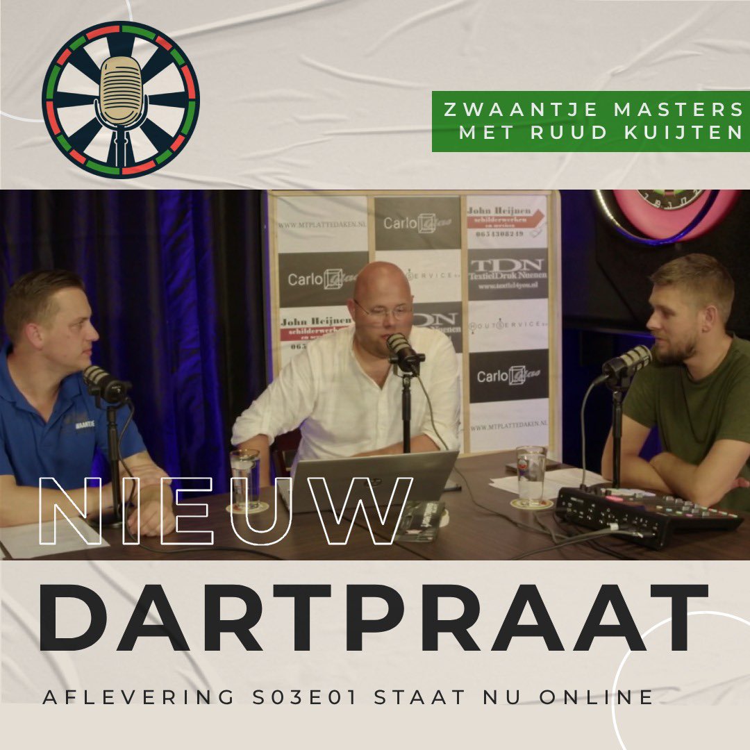 Dartpraat (@dartpraat) on Twitter photo ๐๏ธ ๐๐ฎ๐ฟ๐๐ฝ๐ฟ๐ฎ๐ฎ๐
๐ง Seizoen 3 | Aflevering 1
๐๏ธ Met Ruud Kuijten
๐ฅ Littler is geen romanticus
๐ Zwaantje Masters 2025
โ ๏ธ Poule des doods met Danny Noppert
๐บ Debuut bij Viaplay
๐ฎ James Wade in de Premier League 2026
๐ง ๐บ Dartpraat.nl ๐๏ธ ๐๐ฎ๐ฟ๐๐ฝ๐ฟ๐ฎ๐ฎ๐
๐ง Seizoen 3 | Aflevering 1
๐๏ธ Met Ruud Kuijten
๐ฅ Littler is geen romanticus
๐ Zwaantje Masters 2025
โ ๏ธ Poule des doods met Danny Noppert
๐บ Debuut bij Viaplay
๐ฎ James Wade in de Premier League 2026
๐ง ๐บ Dartpraat.nl