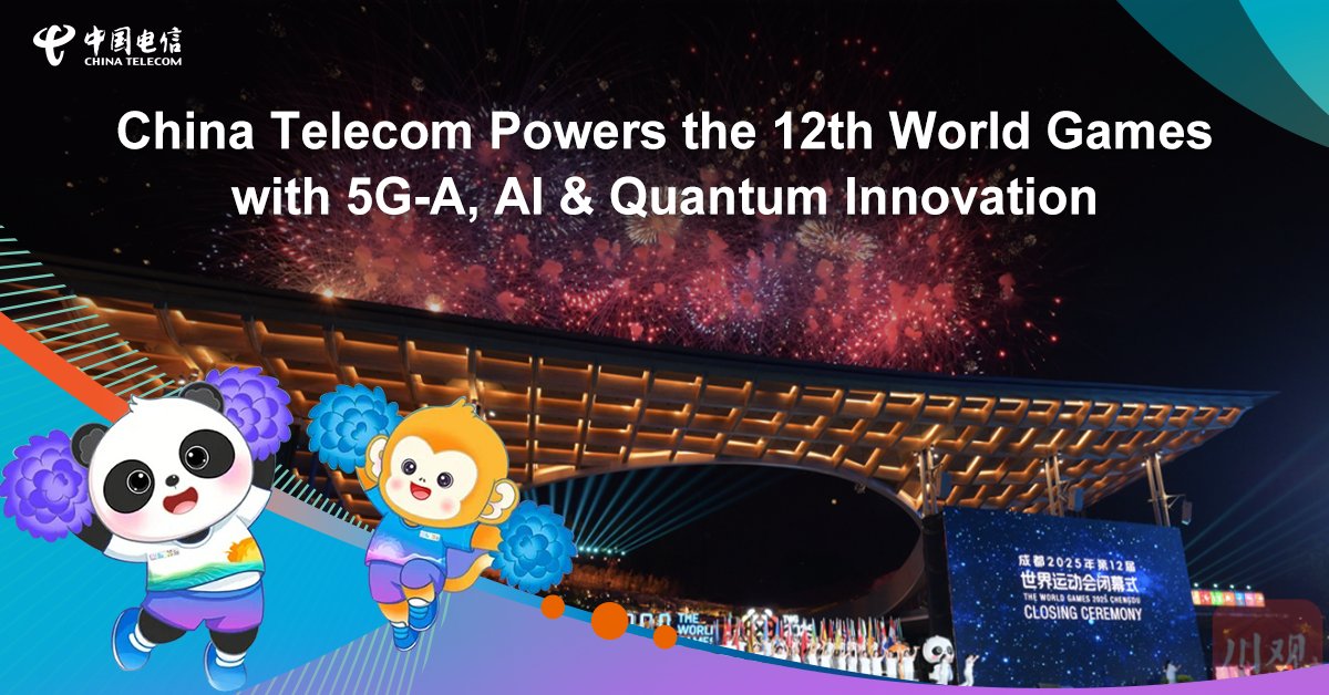 From 5G-Advanced and AI-powered dispatch to world-first quantum-secured systems — #ChinaTelecom delivered seamless tech support for the 12th World Games in Chengdu, bringing sports, culture &amp; innovation together on the global stage. 🌍🏅
Contact: chinatelecomglobal.com/contact/contac…