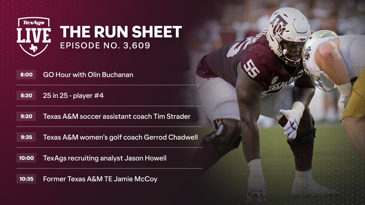 Ep. 3,609 w/ <a href="/Savagenick99/">Nick Savage</a>  

8:00 - <a href="/olinbuchanan/">Olin Buchanan</a>
9:20 - <a href="/Tim_Strader/">Tim Strader</a> 
9:35 - <a href="/ShortGameG/">Gerrod Chadwell</a> 
10:00 - <a href="/Jason_Howell/">Jason Howell</a> 
10:35 - <a href="/juke_em_jamie/">Jamie McCoy</a> 

📻: RadioAggieland.com 
📺: Youtube.com/TexAgsTV
