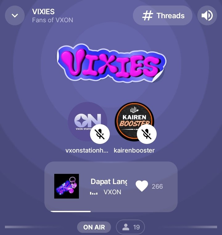 [ ON AIR ] 

Hii VIXIES and KaiRenites we are now ON AIR for VXON x KAIREN Collab with <a href="/KrboosterST/">KAIREN BOOSTER</a>, see yahhh! 💜🧡

🕙: 8 PM - 10 PM
📻: vxonstationhead ( w/ <a href="/VXON_djvirus/">DJ Virus || DAPAT LANG AKO LANG !! 💜</a> ) 
🔗: share.stationhead.com/hipr4u8mq0iu

#VXON #KAIREN <a href="/vxonofficial/">VXON</a>