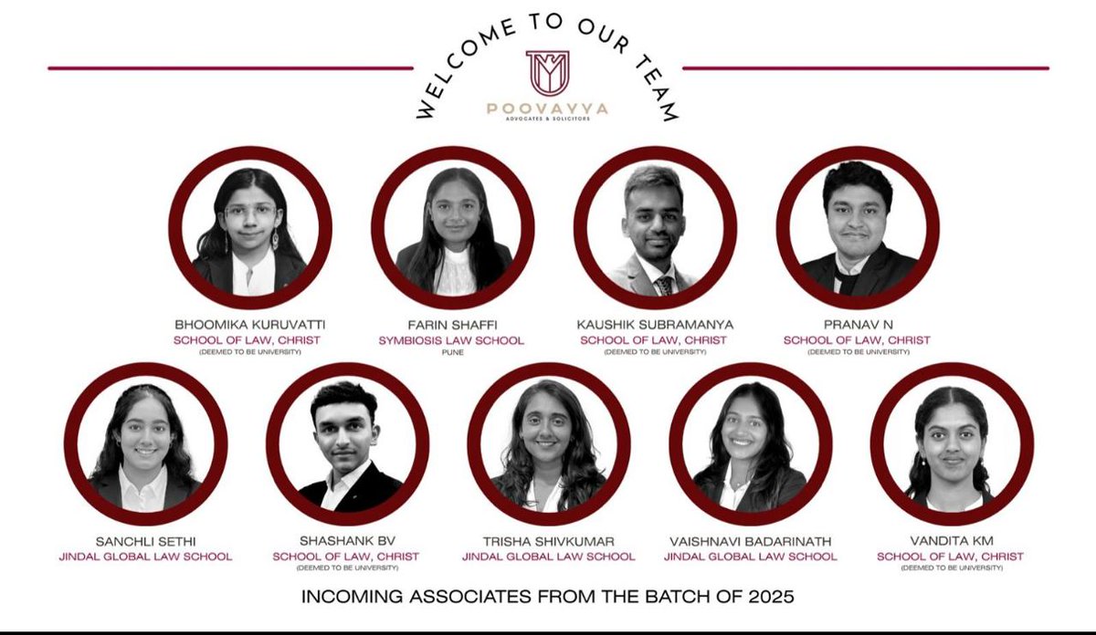 Congratulations, Sanchli Sethi, Trisha Shivkumar, and Vaishnavi Badrinath, who are set to begin their professional journeys as Incoming Associates at Poovayya &amp; Co.

We wish them the very best as they embark on this exciting new chapter in their careers!