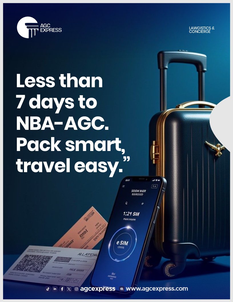 AgcExpress's tweet photo. #NBAAGC2025 is around the corner. Are you packed? 

- Suits &amp; gowns
- Casuals for evenings
- Comfy shoes
- Power essentials
- Travel extras

Pack smart. Let AGC Express handle your stay, meals &amp; transport.
Limited slots left. Send a DM to book now! https://t.co/TY6dTPQbxj