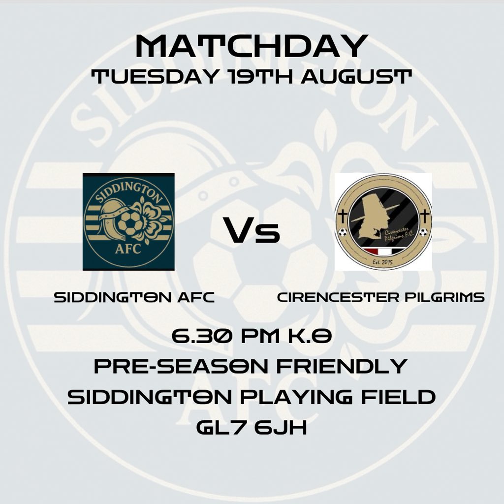 Back in action tonight as we host Cirencester Pilgrims in one last pre-season friendly and another chance to get more minutes in the legs before Saturdays opening league fixture.
#football #preseason