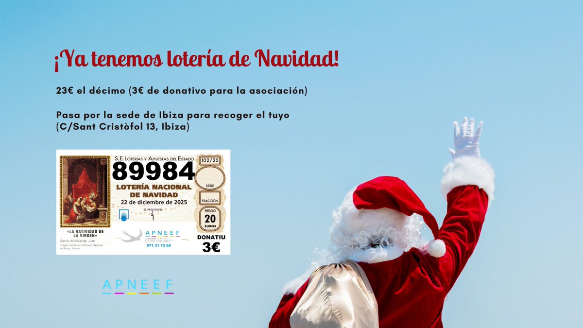 apneef1's tweet photo. 🎄¡Ya está aquí la Lotería de Navidad! Podéis pasar por la sede de Ibiza a recoger vuestro/s décimo/s de lunes a viernes en horario de mañana! 

¡Este año sí! 🍀🍀🍀 https://t.co/lhG3NYuYNB