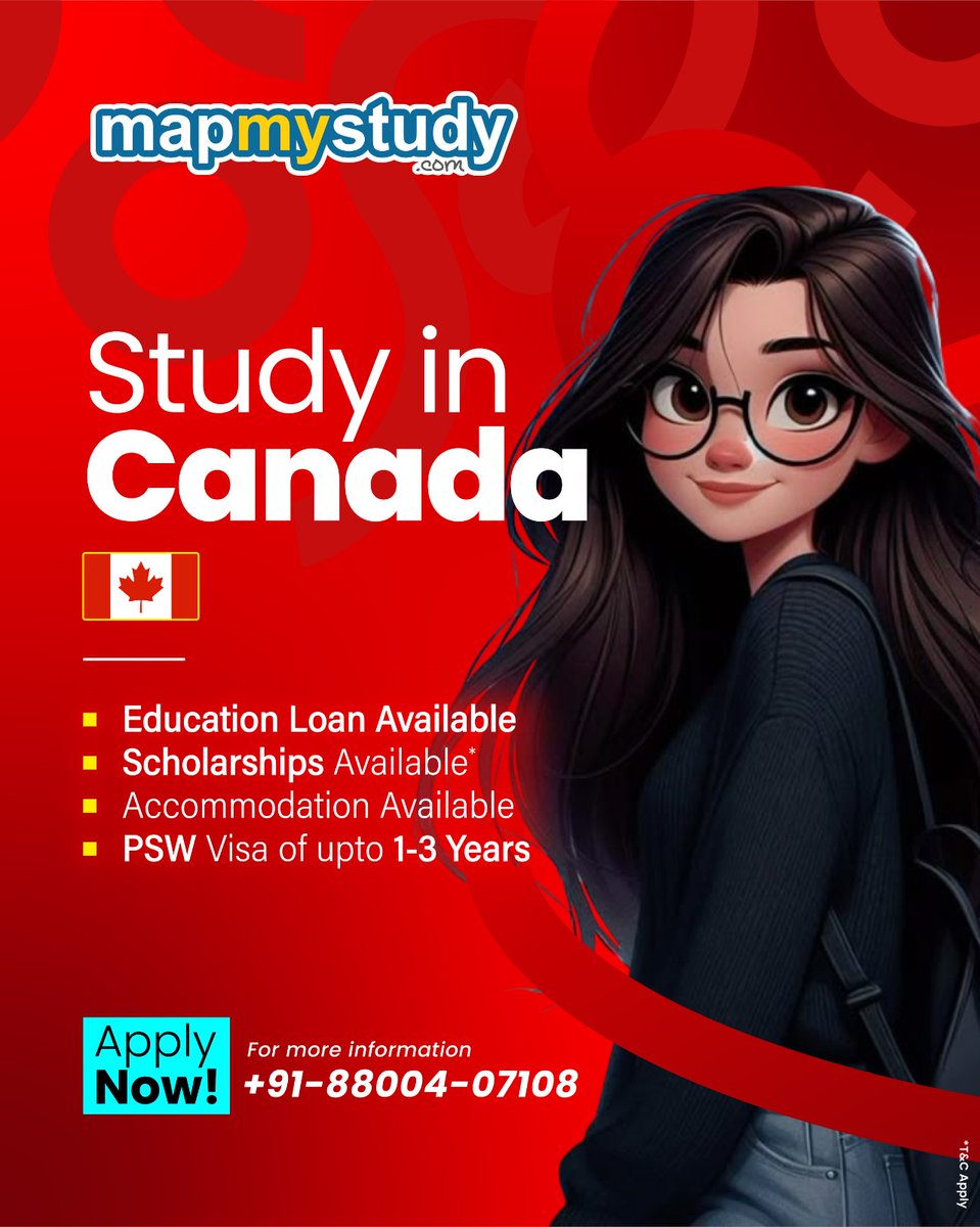 mapmystudy50044's tweet image. 🌎 Dream of studying in Canada?
With MapMyStudy, turn it into reality!

✅ Education Loan Support
✅ Scholarships*
✅ Accommodation
✅ PSW Visa (up to 3 yrs)

🚀 Apply Today &amp;amp; Shape Your Future!
📲 +91-88004-07108
#MapMyStudy #StudyInCanada #CanadaVisa