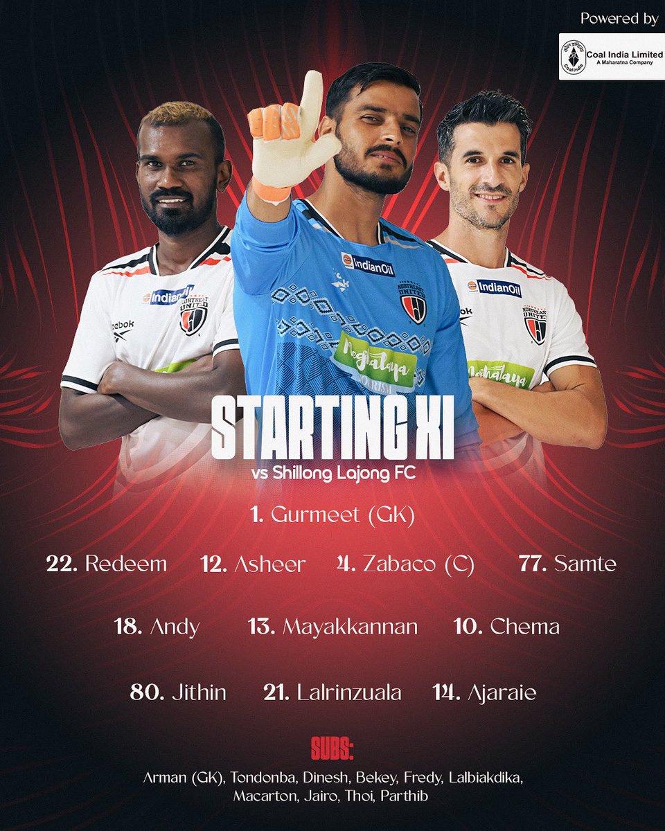 NEUtdFC's tweet photo. Team News is in! ποΈ
Hereβs how we line-up for the semifinals
π Shillong Lajong FC!
Let's do this, lads! βοΈπ‘οΈπ₯
#StrongerAsOne #8States1United #134thEditionofIndianOilDurandCup https://t.co/FZRc4hj75m