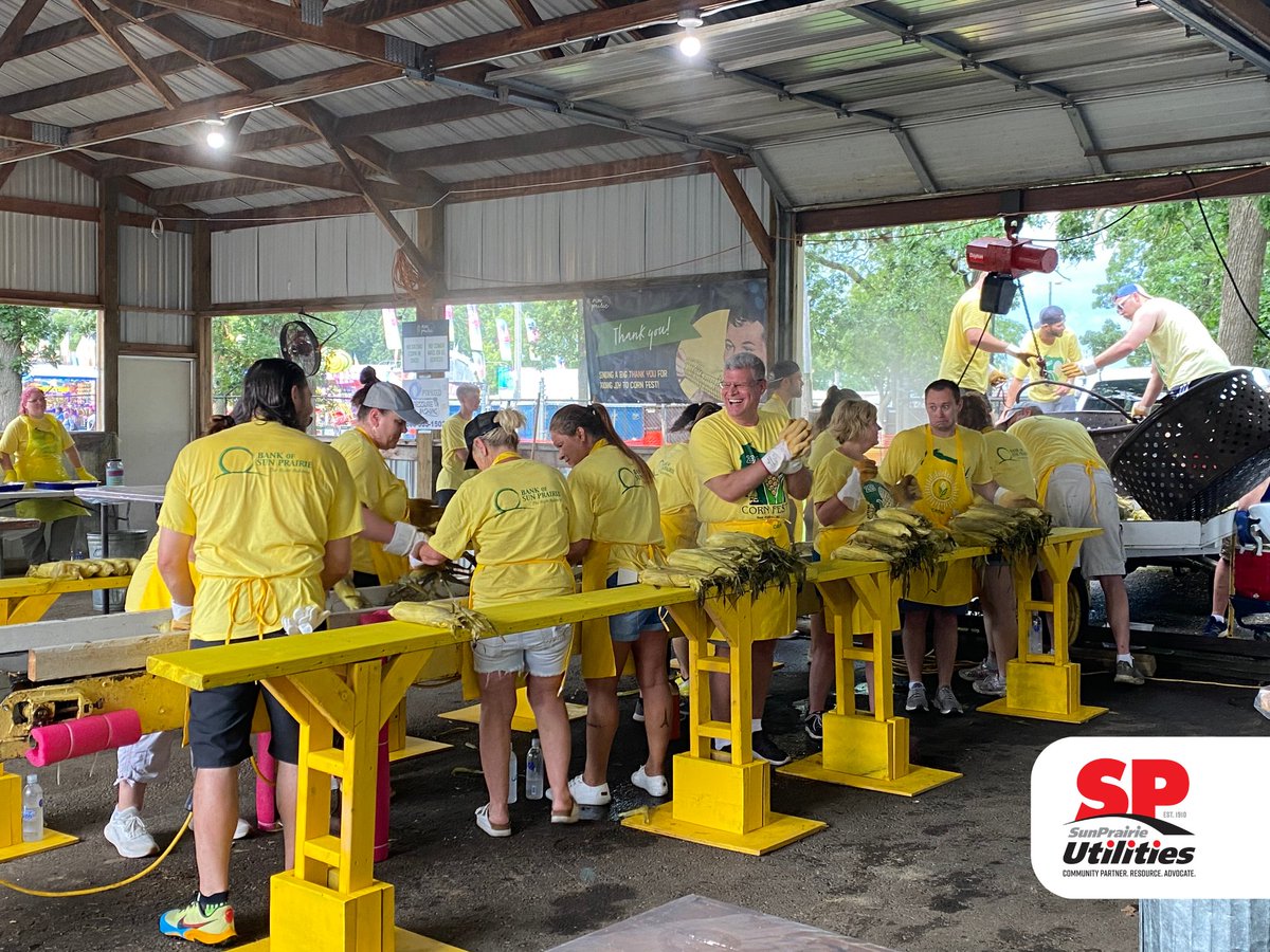 SPUtilities's tweet image. SPU was a Silver Kernel Sponsor, and staff volunteered during the Sweet Corn Festival weekend with their partners and friends. Volunteers are so important in making this event happen, so we are proud that they lent helping hands! #SunPrairieCornFest