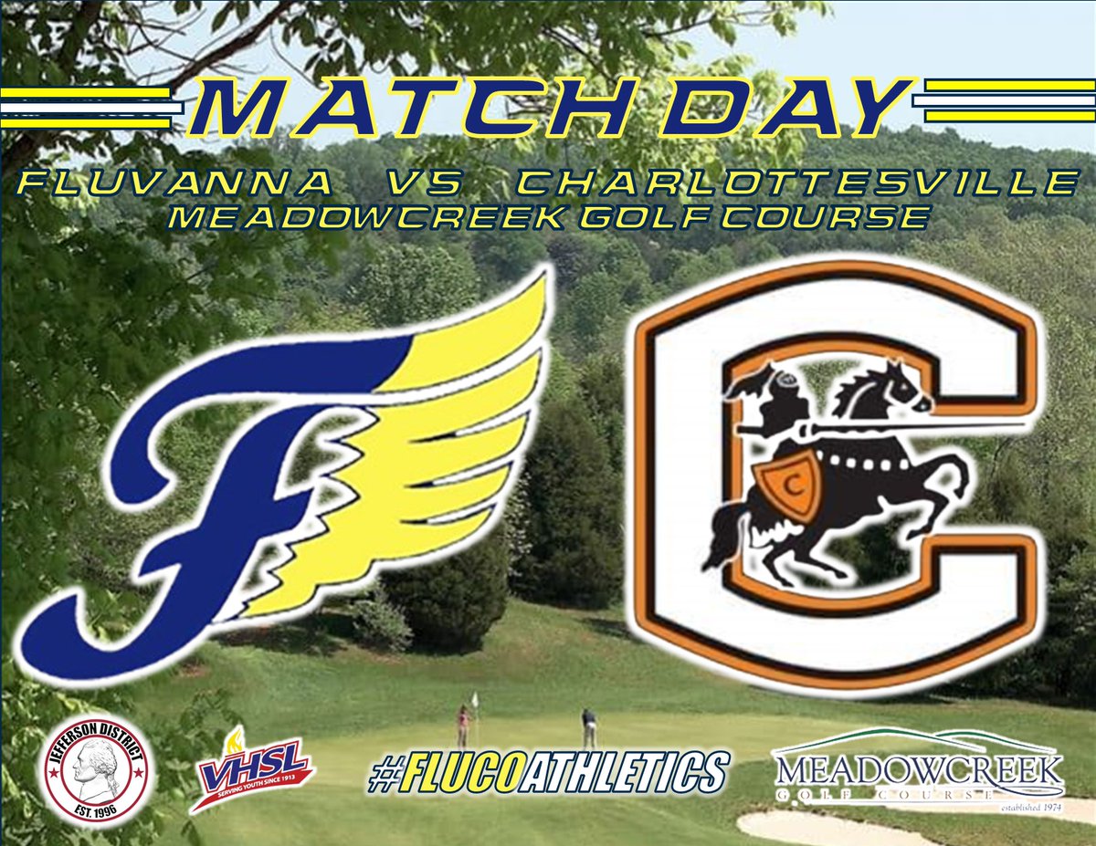FlucoGolf's tweet photo. Match Day
🏌️‍♂️Fluvanna vs. Charlottesville
📍at Meadowcreek Golf Course
🕟4:30
📣GO FLUCOS!! https://t.co/8t4VdCYTgX