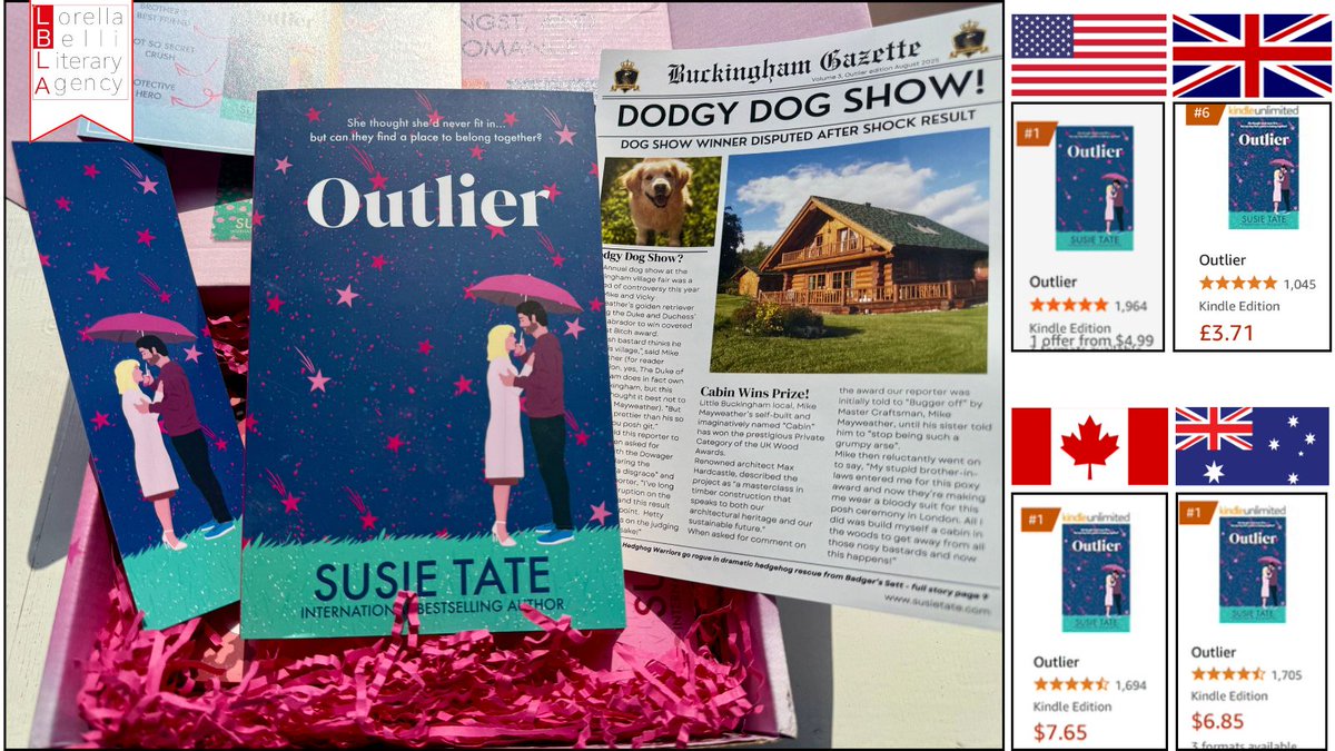 lblaUK's tweet photo. Huge congratulations to @susietate79!!🥳🎉👏

It's fantastic to see that her latest novel, #Outlier, is a No.1 bestseller in the USA, Canada and Australia!🤩
#1🇺🇸
#1🇨🇦 
#1🇦🇺 
#6🇬🇧

#romance #contemporaryromance #romanticfiction #DaydreamerSeries https://t.co/Tcg8UthVAU