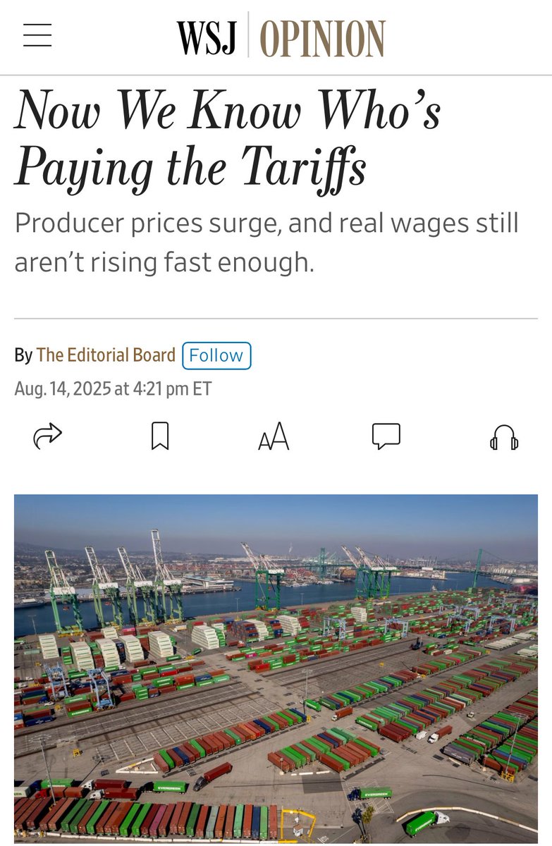 American Companies and American Consumers Pay the Cost of American Tariffs. The Path to American Prosperity: Free Trade with Free Nations🇺🇸wsj.com/opinion/now-we…