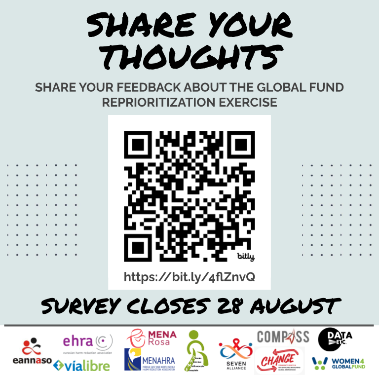 Dear Partners,
 Please find below the survey that aims to provide feedback to the Global Fund, to support and help problem-solve in contexts facing a challenging reprioritization process.

ee.kobotoolbox.org/x/dZzTVHOV