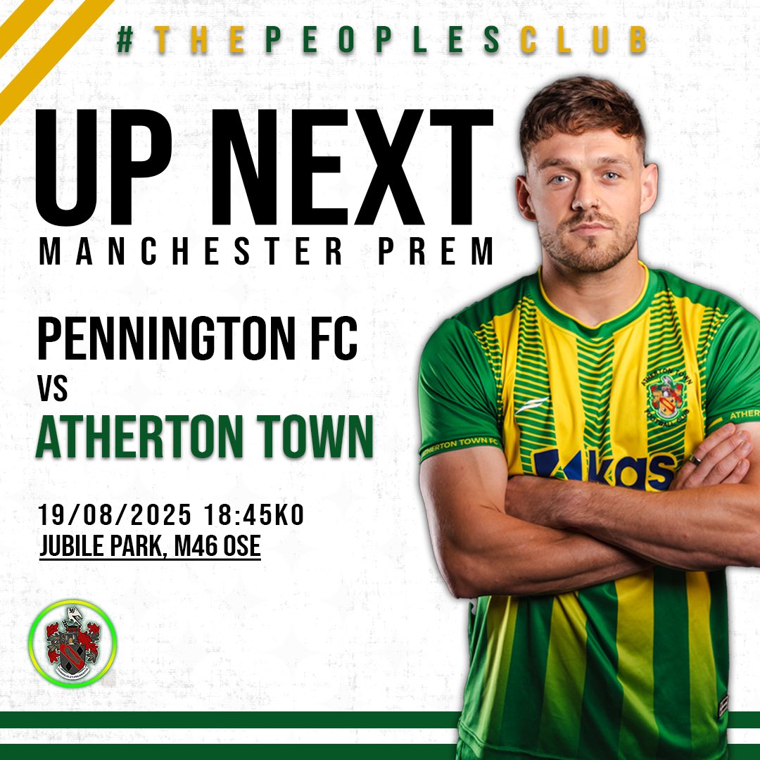 MATCH INFO ⚽️ 

This evening our first team take on Pennington FC away in the league. 

🏟 Jubilee Park, M46 0SE
⏰ 18:45 KO
🎟 FREE

Come and join us to cheer on the lads! 

🟢🟡

#ATFC #ThePeoplesClub