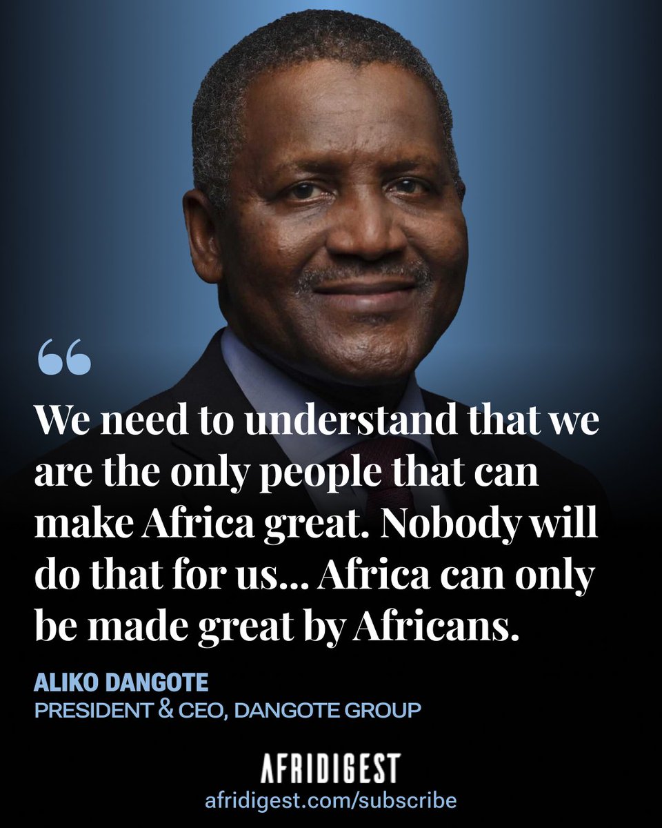"Africa can only be made great by Africans"

That's Aliko Dangote's message to the continent

And with a $24 billion fortune built on processing African resources on African soil, Dangote isn't just talking — he's proving the philosophy right

Read more ➜ afridigest.com/africa-can-mad…