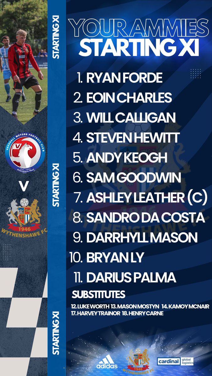Wythenshawe Football Club (@wythenshawefc) on Twitter photo Your Ammies Starting XI for tonight’s <a href="/EmiratesFACup/">Emirates FA Cup</a> replay.
Unfortunately there are no in game updates tonight. For full updates, head over to <a href="/vmfc_/">Vauxhall Motors FC</a>
#Wythenshawe #UpTheAmmies 🔵⚪️ Your Ammies Starting XI for tonight’s <a href="/EmiratesFACup/">Emirates FA Cup</a> replay.
Unfortunately there are no in game updates tonight. For full updates, head over to <a href="/vmfc_/">Vauxhall Motors FC</a>
#Wythenshawe #UpTheAmmies 🔵⚪️
