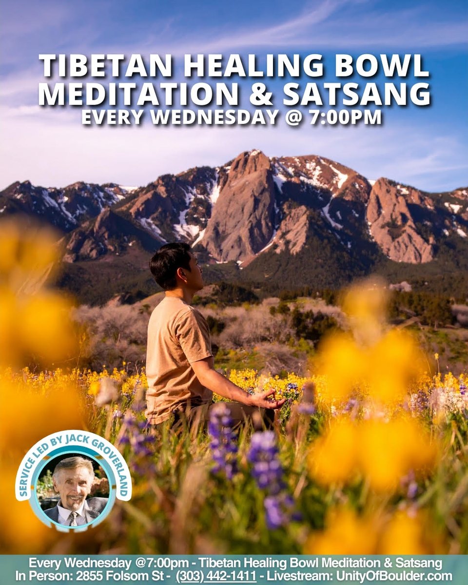 Find your calm.

Wednesday at 7 PM for Tibetan Healing Bowl Meditation &amp; Satsang with Jack Groverland. Perfect for reconnecting in the middle of a busy week. Both in-person and livestream options available!

Livestream: UnityOfBoulder.com

#meditation #tibetanhealingbowl
