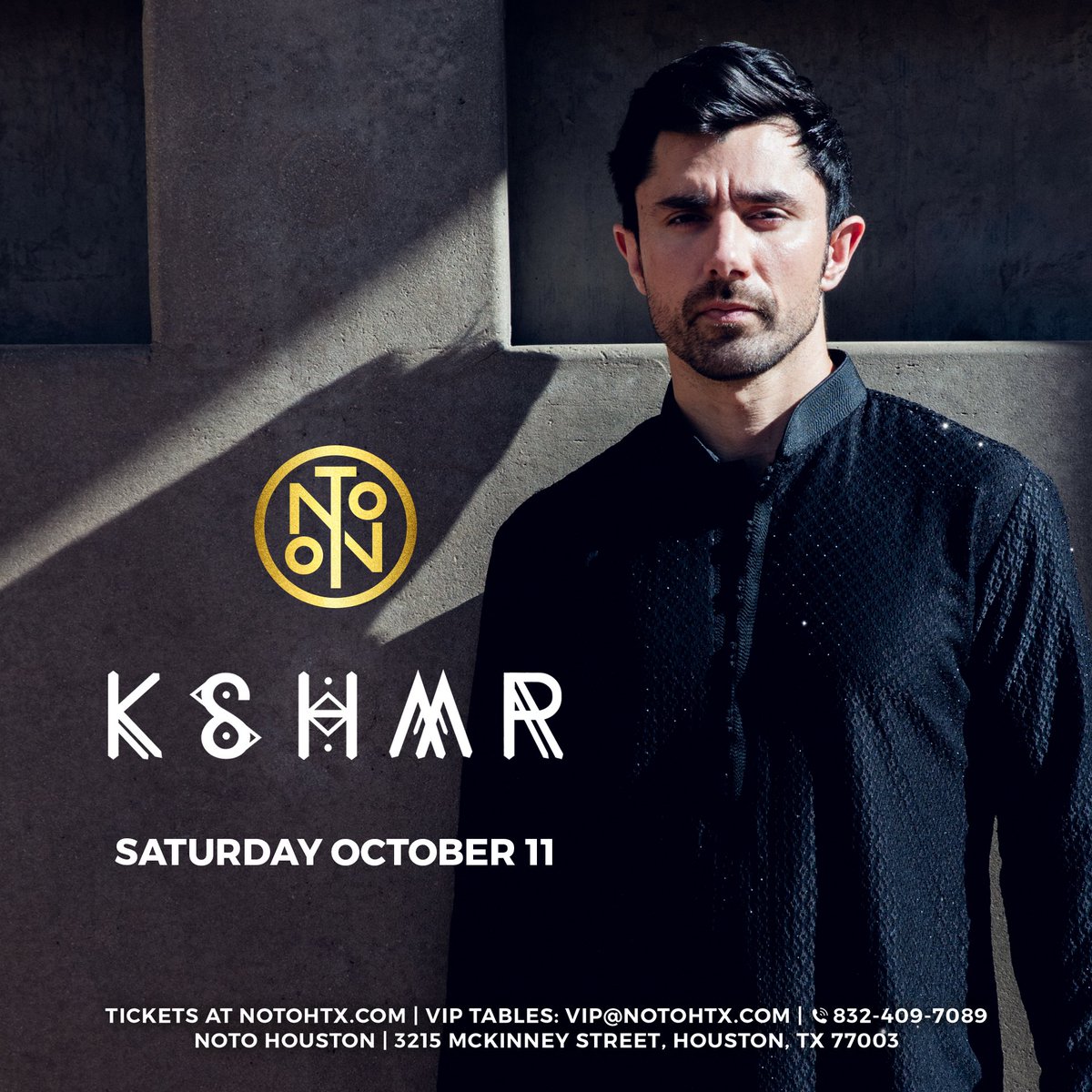 NOTOHouston's tweet photo. Get ready HTX 🔥 @kshmr makes an epic return to NOTO on Saturday, October 11!

Tickets On Sale Thursday 8/21 at 3PM ‣ https://t.co/n4VVwv2yh3 https://t.co/3pfOSv8dZN