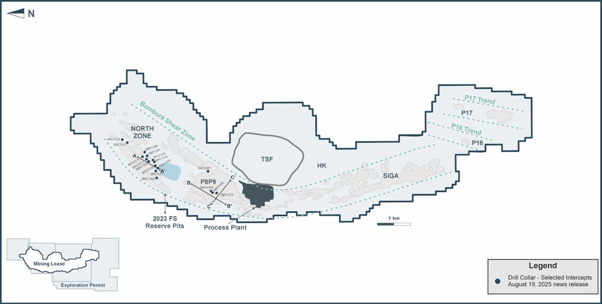 Orezone releases new drill results from Bomboré’s North &amp; P8P9 zones:
• 1.59 g/t Au over 48 m (incl. 4.86 g/t over 9 m)
• 1.09 g/t Au over 45 m (incl. 2.56 g/t over 8 m)
Additional high-grade intercepts extend mineralization at depth.

🔗 shorturl.at/LDvjk

#OrezoneGold