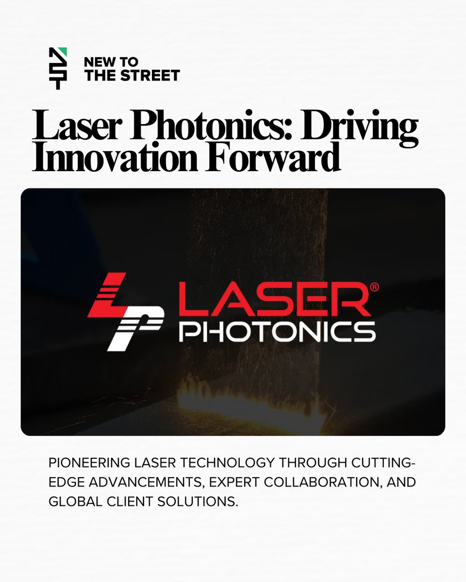 New to The Street (@newtothestreet) on Twitter photo <a href="/laserphotonics/">Laser Photonics</a> : Driving Innovation Forward 🌍
Pioneering laser technology with cutting-edge advancements, expert collaboration, and global client solutions. <a href="/vincemedia1/">Vince Caruso</a>
The first New to The Street segment featuring Laser Photonics will air in August, with more broadcasts, <a href="/laserphotonics/">Laser Photonics</a> : Driving Innovation Forward 🌍
Pioneering laser technology with cutting-edge advancements, expert collaboration, and global client solutions. <a href="/vincemedia1/">Vince Caruso</a>
The first New to The Street segment featuring Laser Photonics will air in August, with more broadcasts,